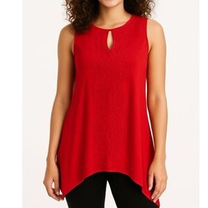 Adrianna Papell Red Keyhole Tunic Tank Top L